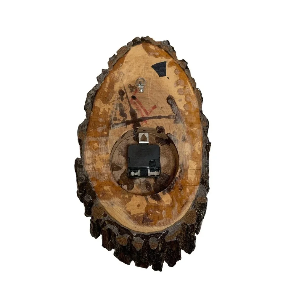 Vintage Ozark Supply Co Handmade Live Edge Wood Slab Wall Clock Rustic MCM 16